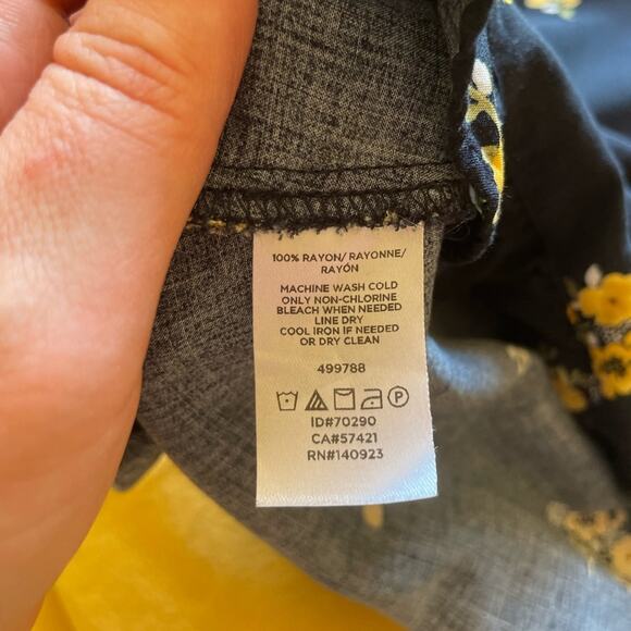 Loft Cottage Core Floral Button Up Cap Sleeve Mini Dress Blue & Yellow Size 8 - Picture 7 of 7